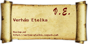 Verhás Etelka névjegykártya